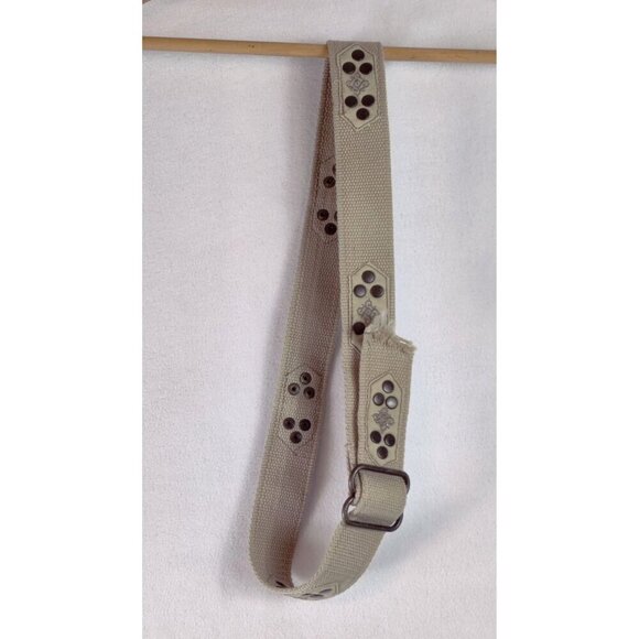 Canvas Belt Tan Brass Studs Buckle Boho Renaissance Adjustable Cottage Hippie - Picture 7 of 8